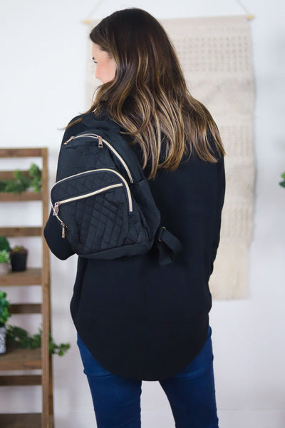 black basic long sleeve sweater shirt back