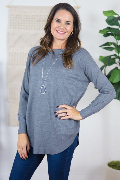 charcoal long sleeve sweater 