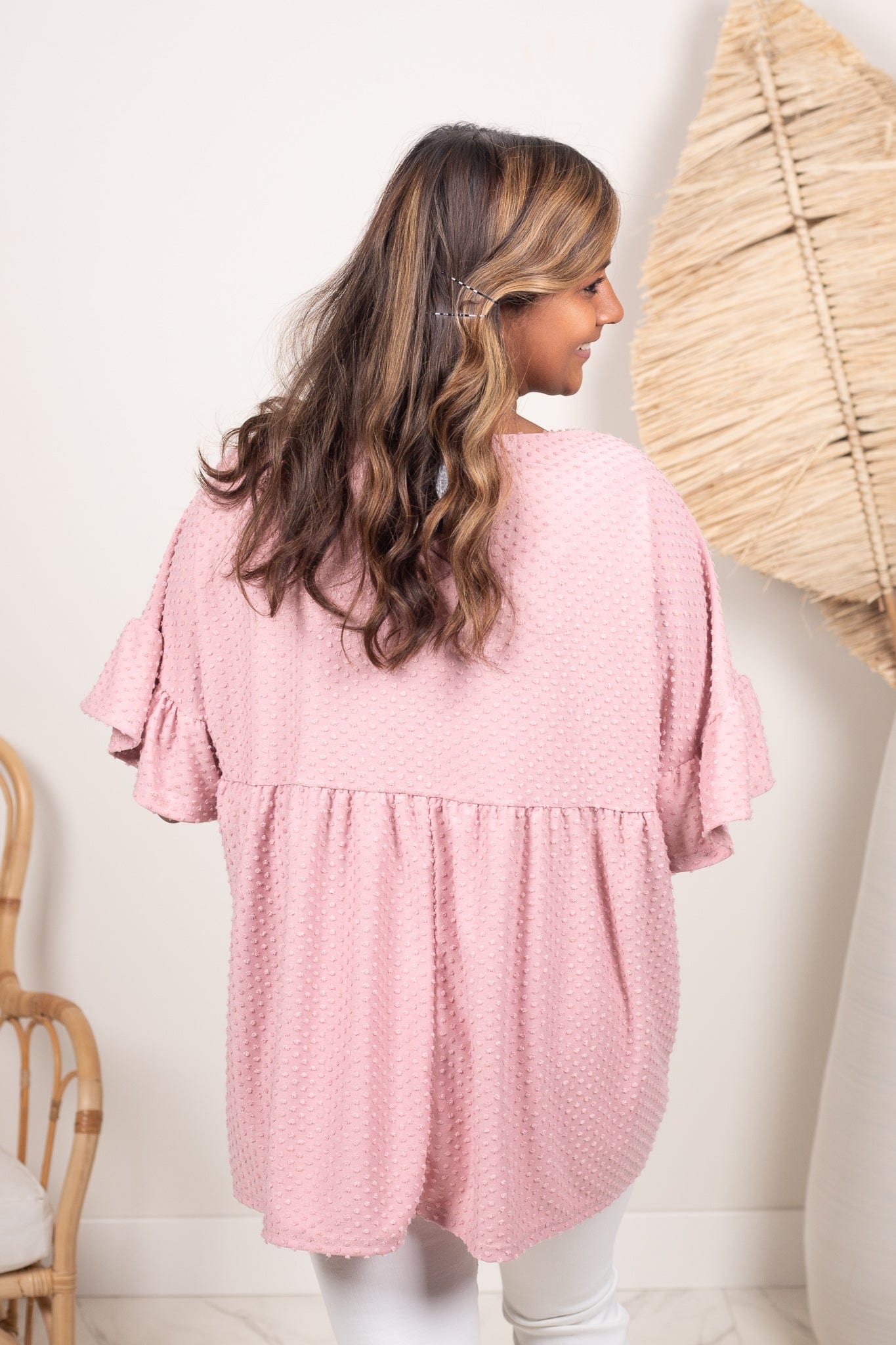 Blush Babydoll Ruffle Sleeve Top