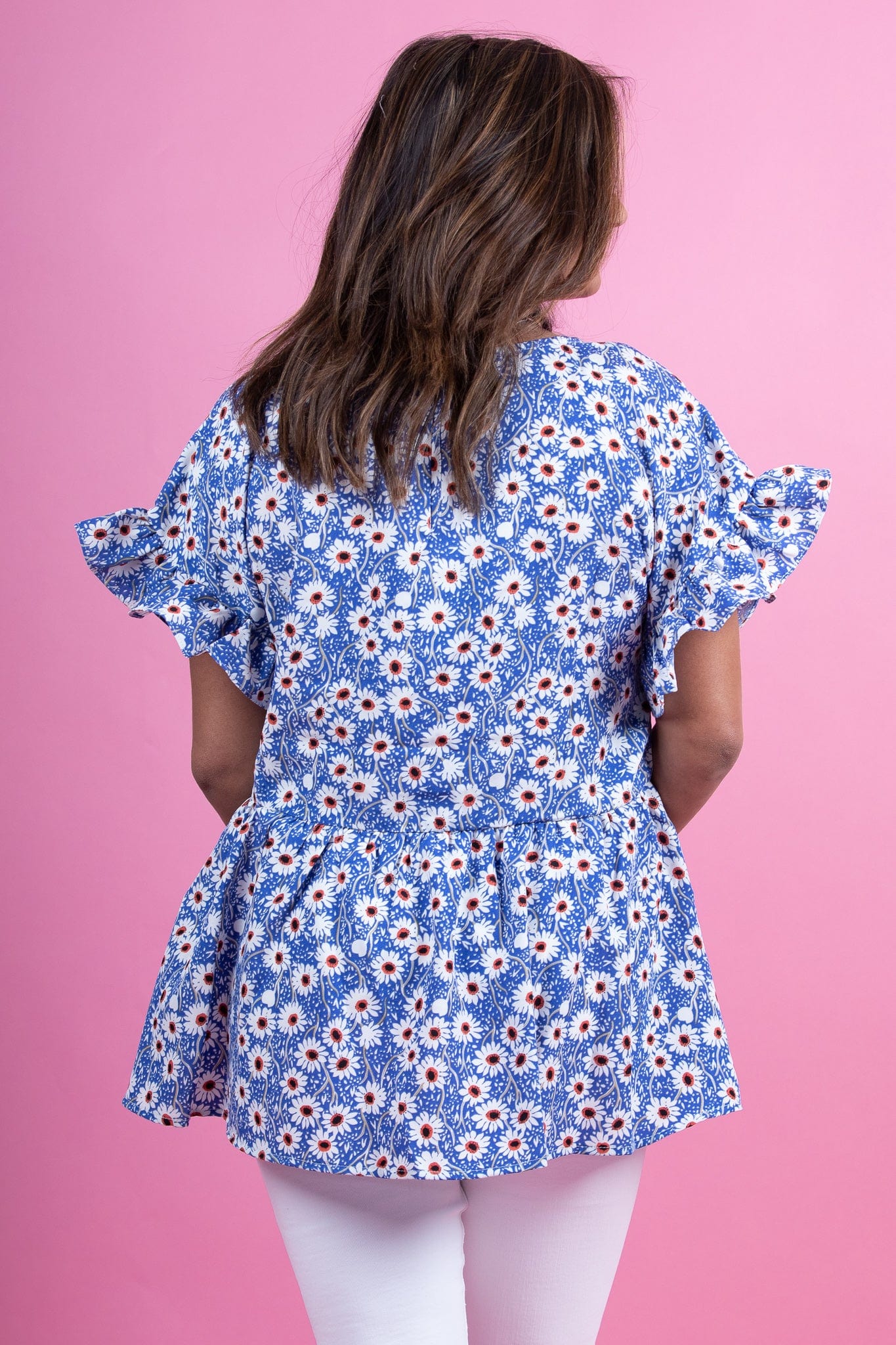 Royal Daisy Peplum Top