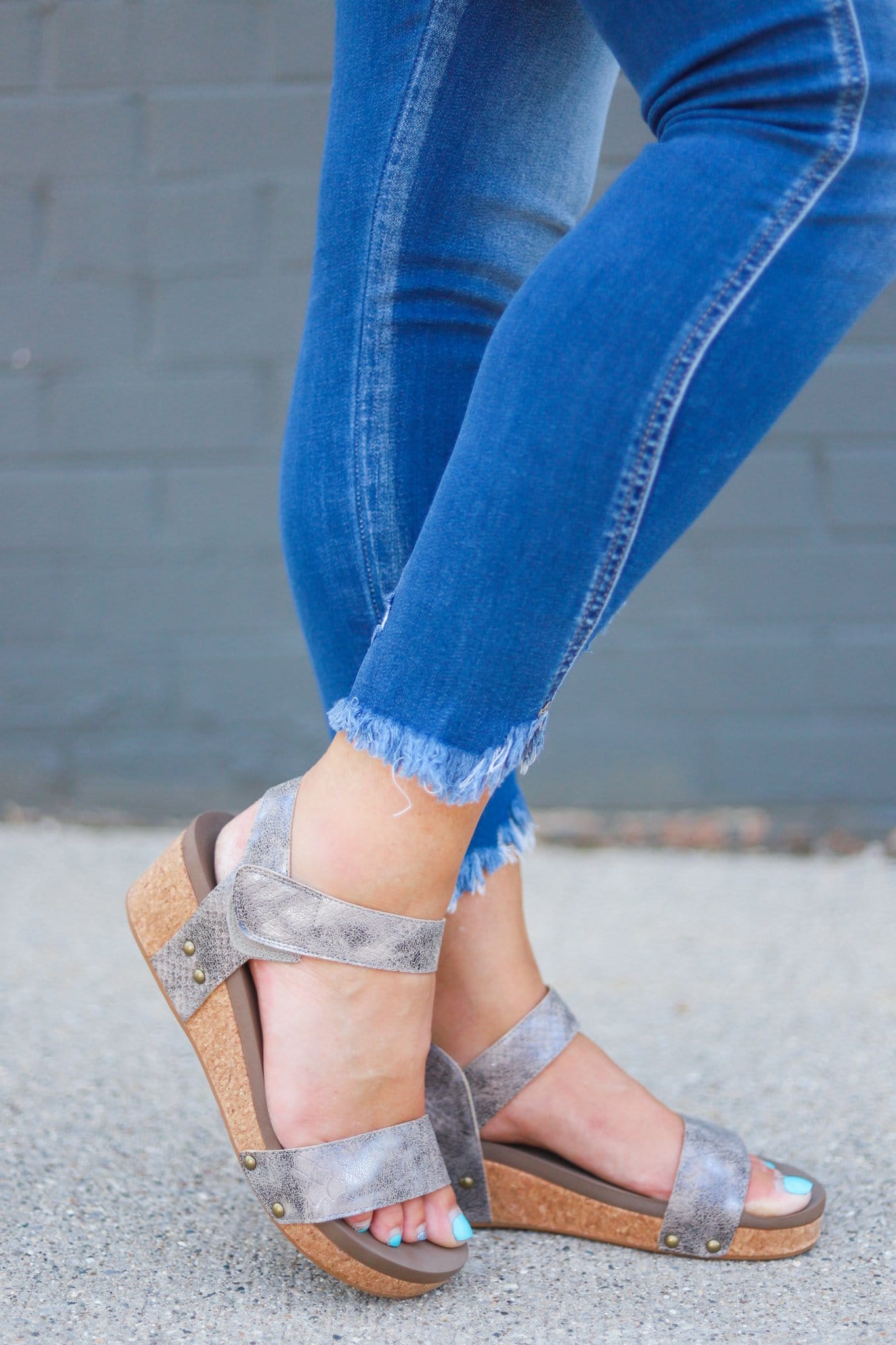 Taupe Snake Slidell Wedge Sandal