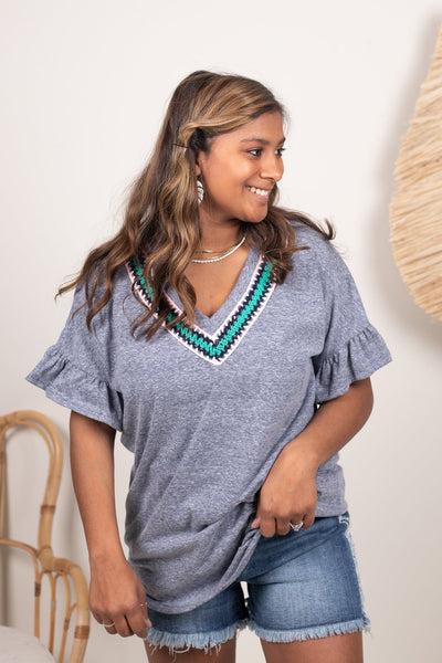 Navy Brooklyn Bridge VNeck Top