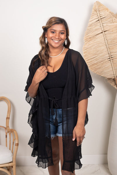 Black Ruffle Cover Up