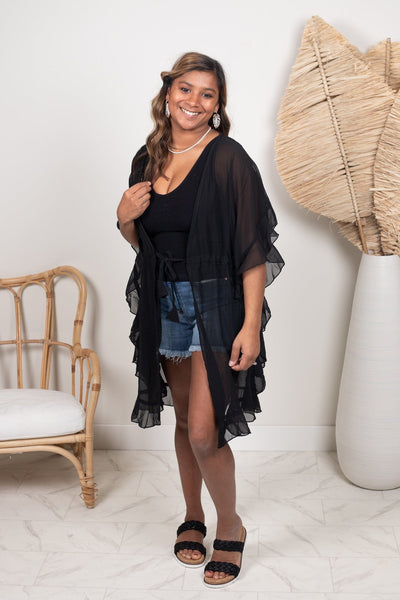 Black Ruffle Cover Up