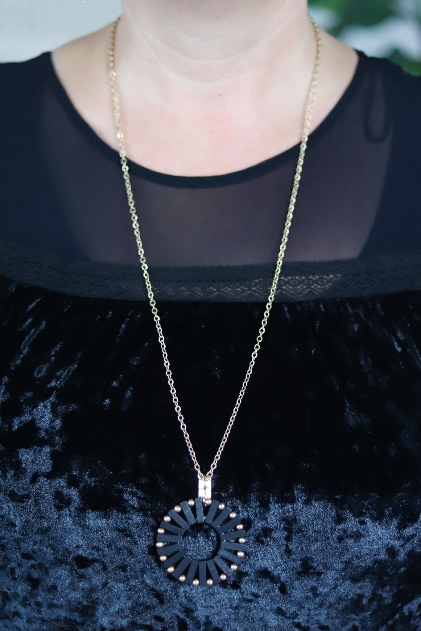 black colored wood necklace