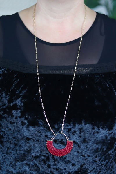 Leather Wrapped Pendant Necklace