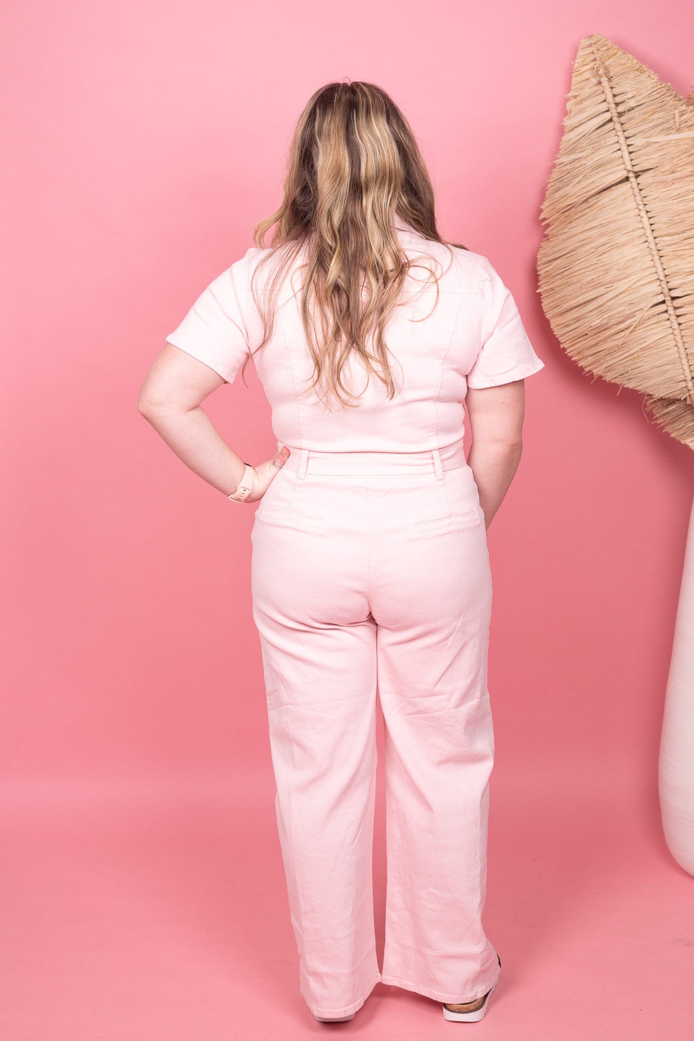 Light Pink Denim Jumpsuit