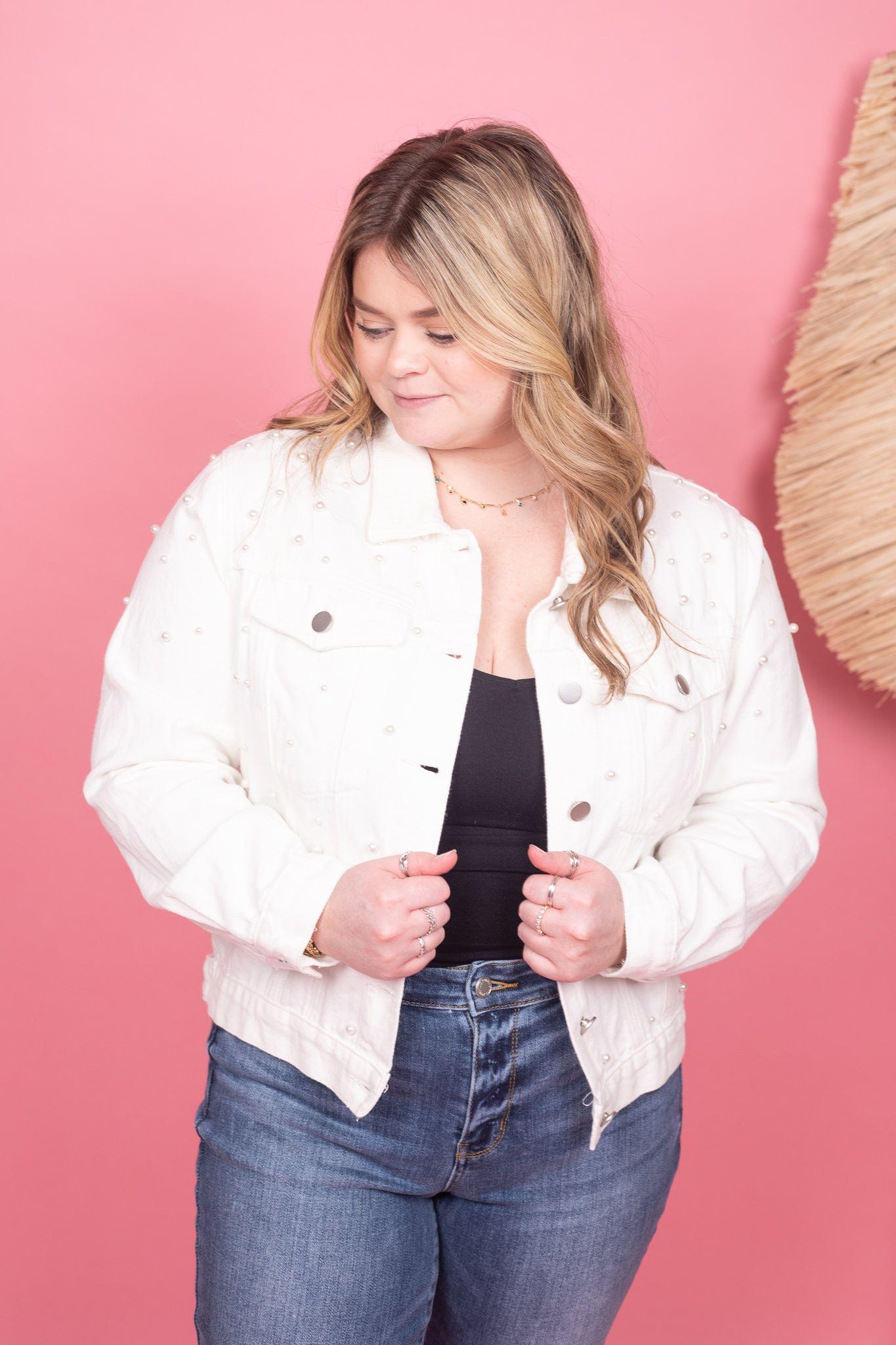 Ivory Pearly Pizazz Denim Jacket