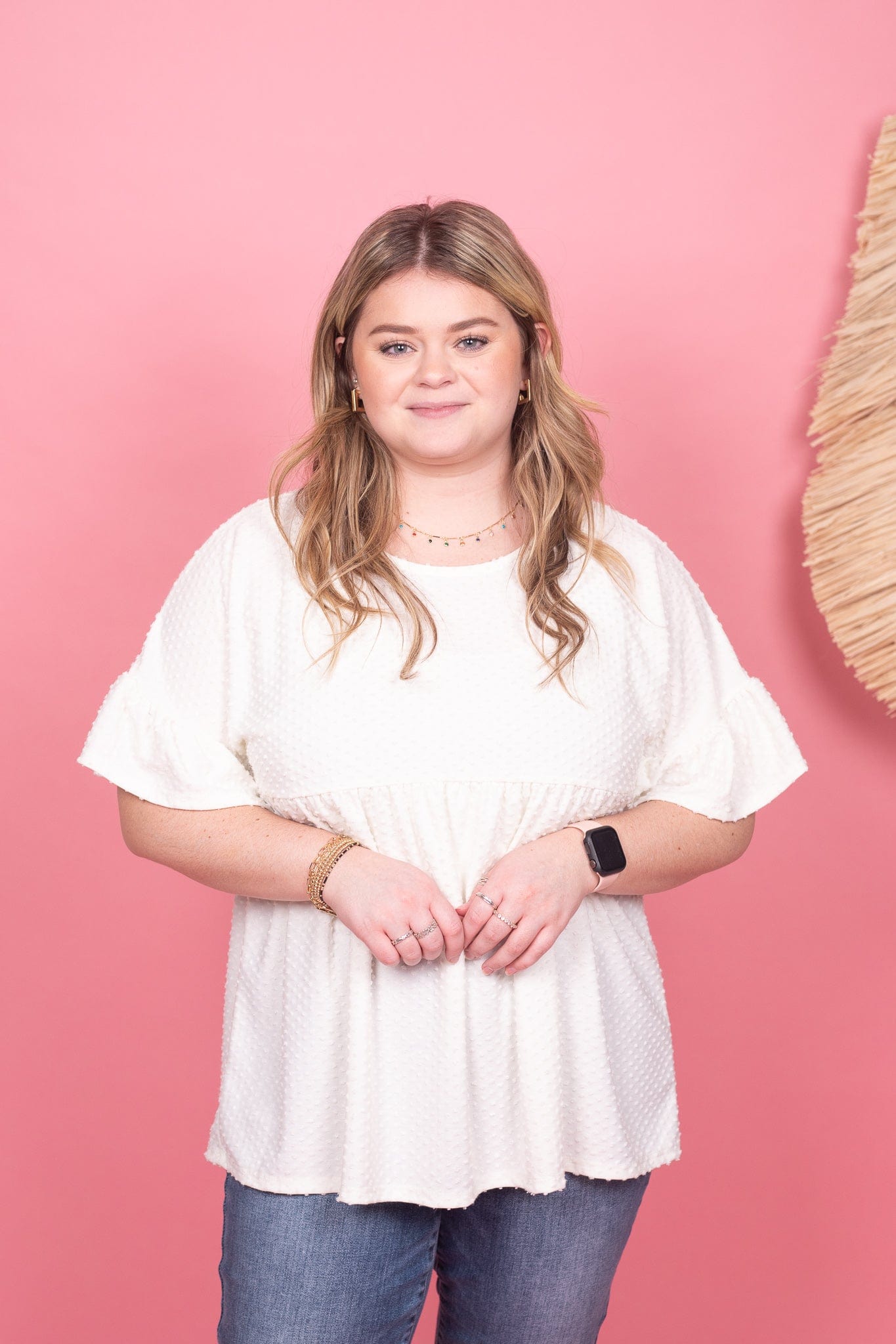 Ivory Babydoll Ruffle Sleeve Top