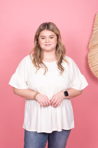 Ivory Babydoll Ruffle Sleeve Top