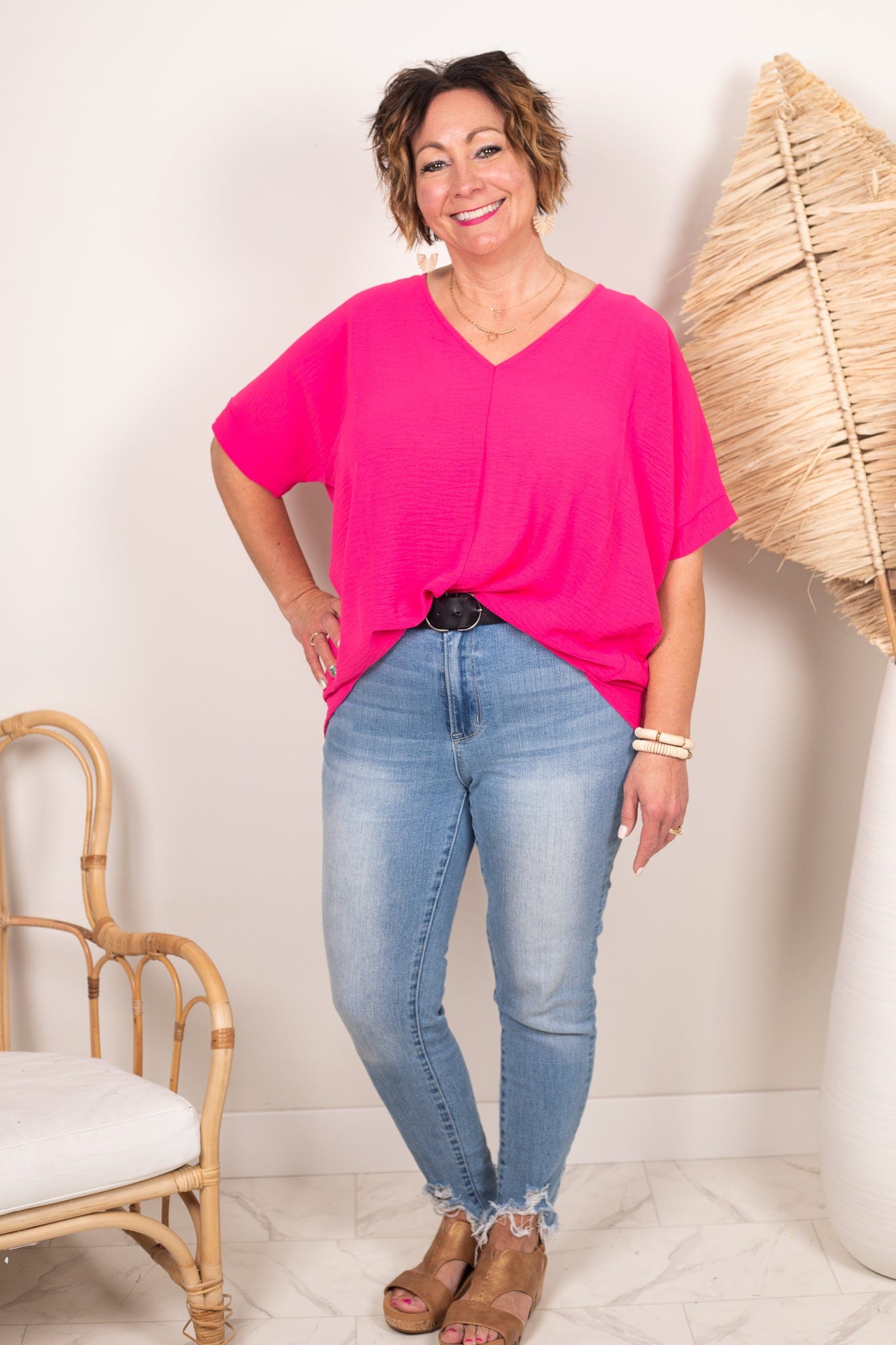 Fuchsia Breezy Blouse
