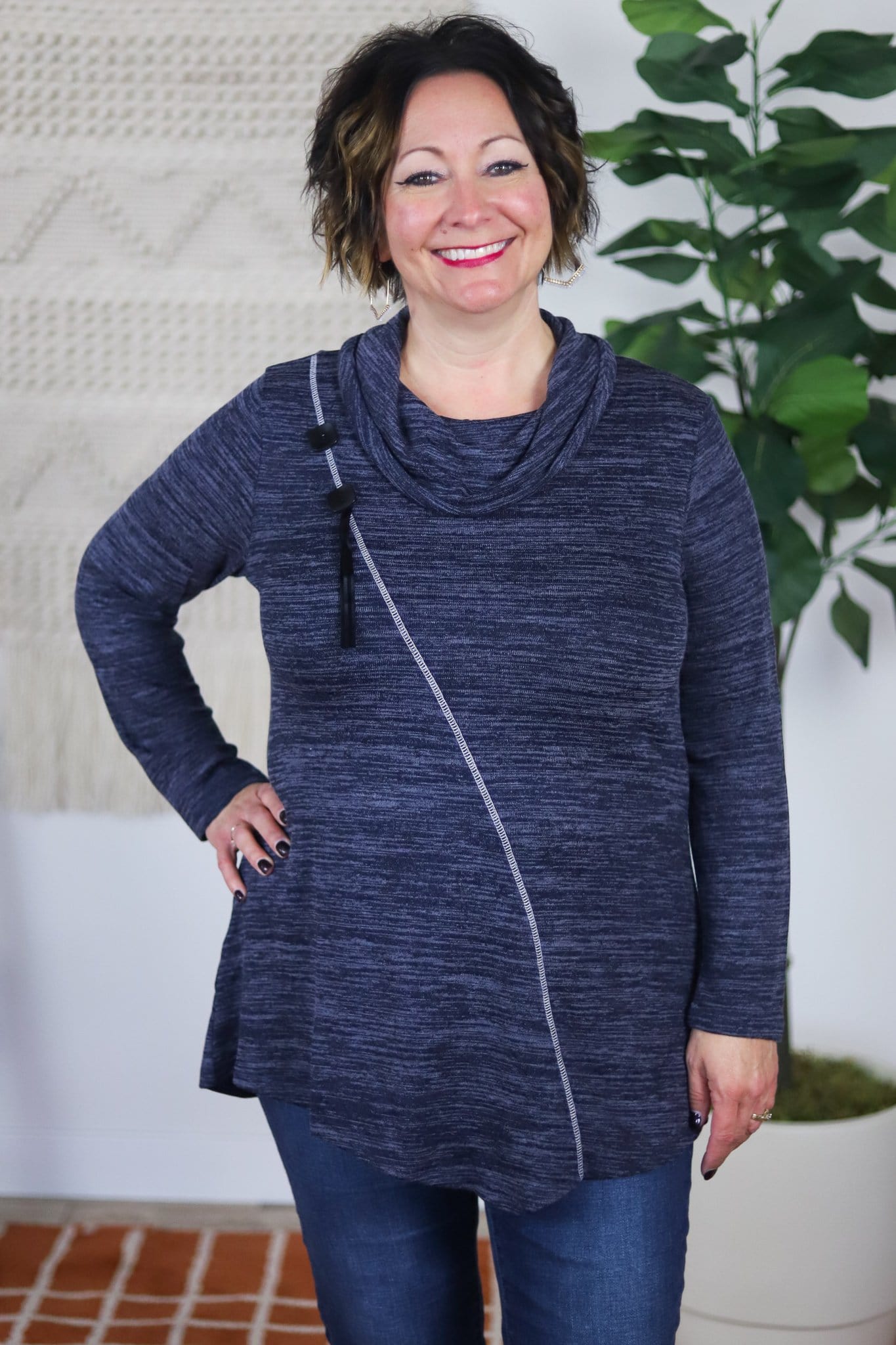 Heathered Button Tunic