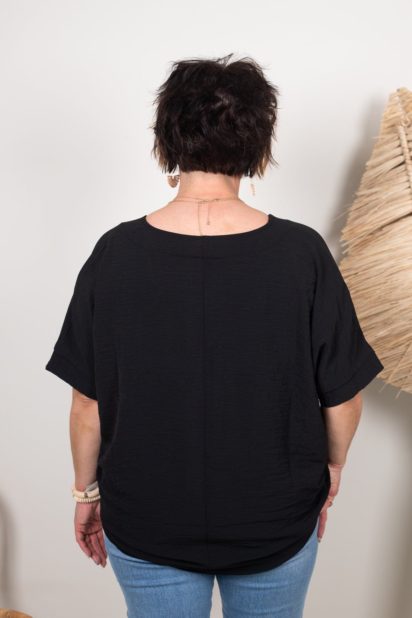 Black Breezy Blouse, back