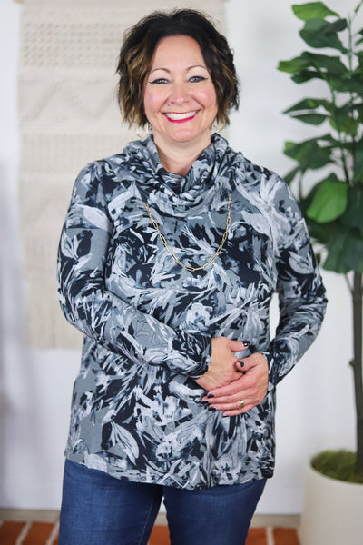 Black & Gray Janice Cowl Top