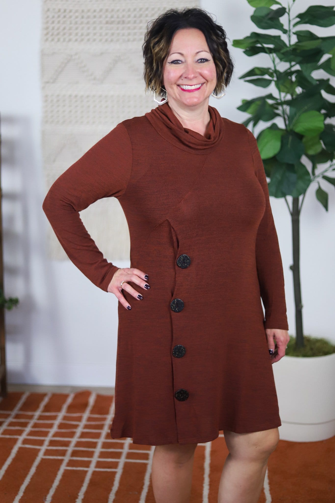 maroon button up sweater dress 