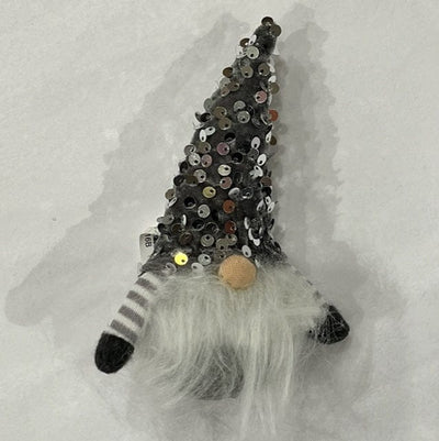 Tinsel Gray Sequin Gnome Ornament