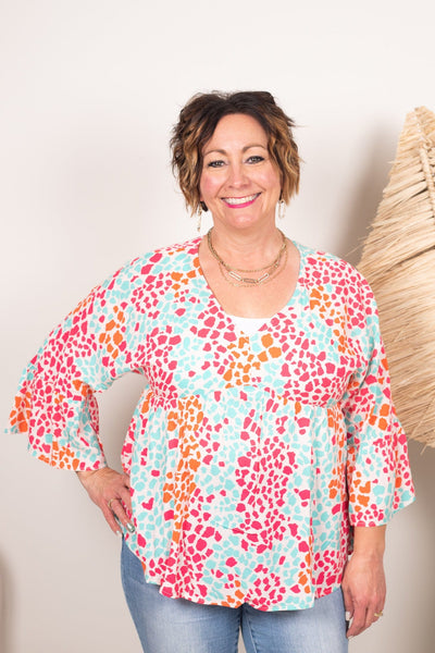 Colorful Cheetah Babydoll Top