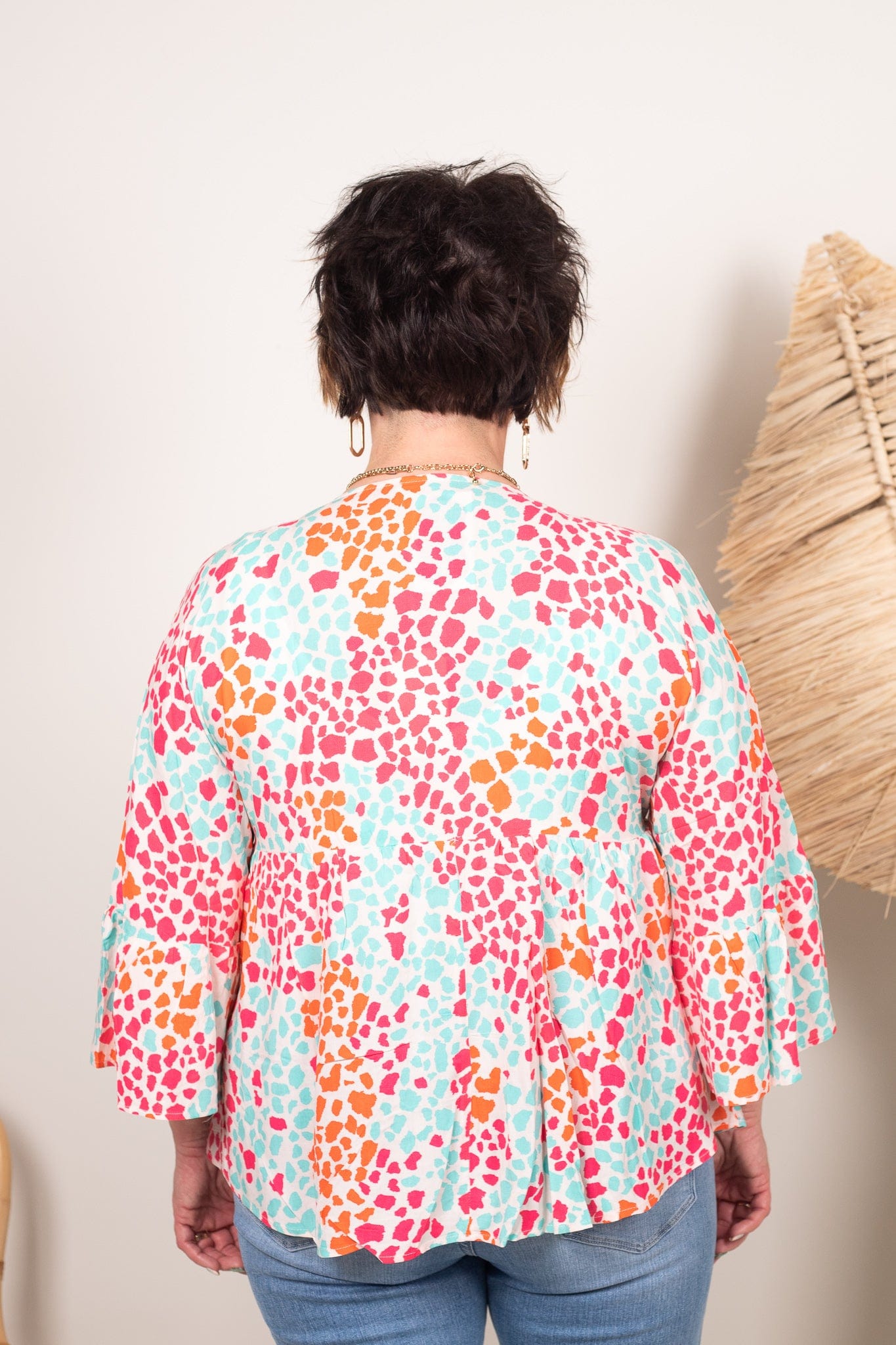 Colorful Cheetah Babydoll Top