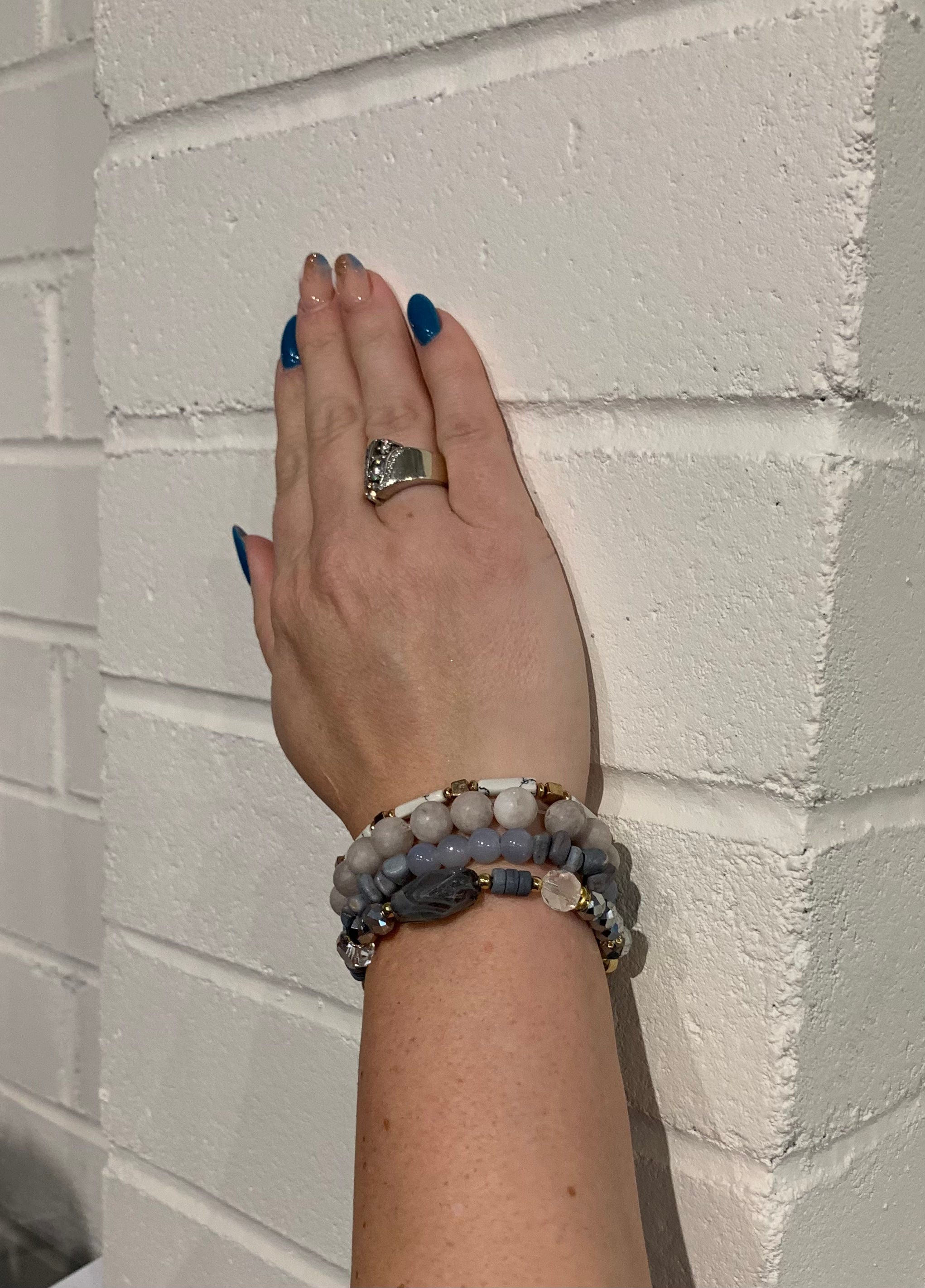 Gray Bead Bracelet Set