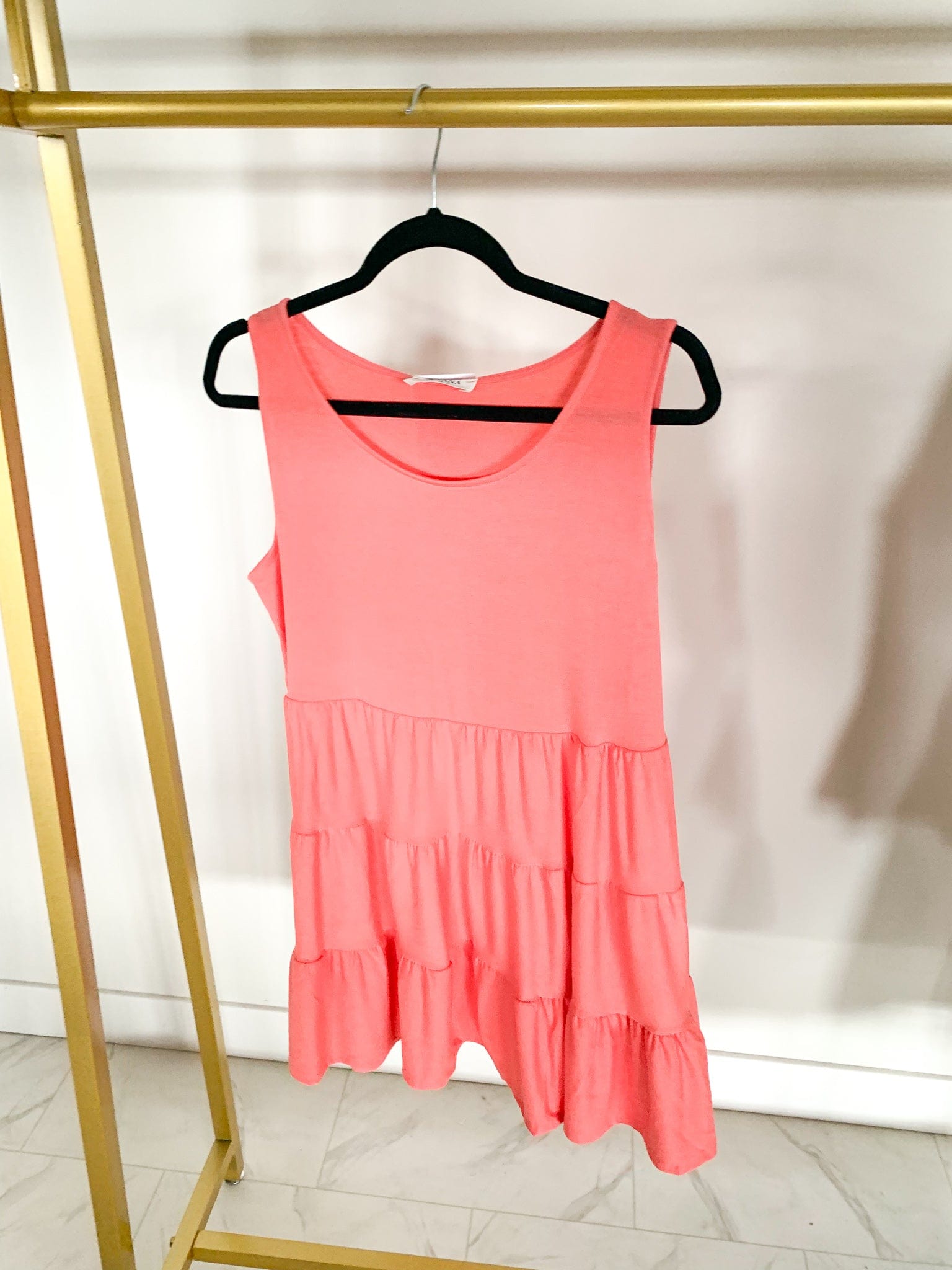 Coral Tiered Ruffle Tank