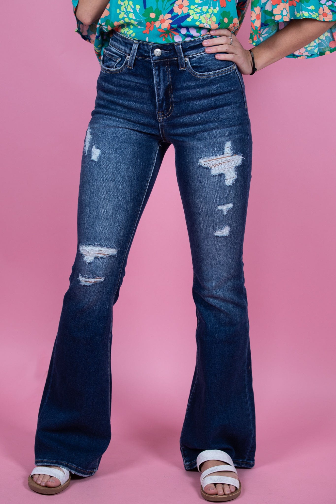 High-Rise Distressed Flare