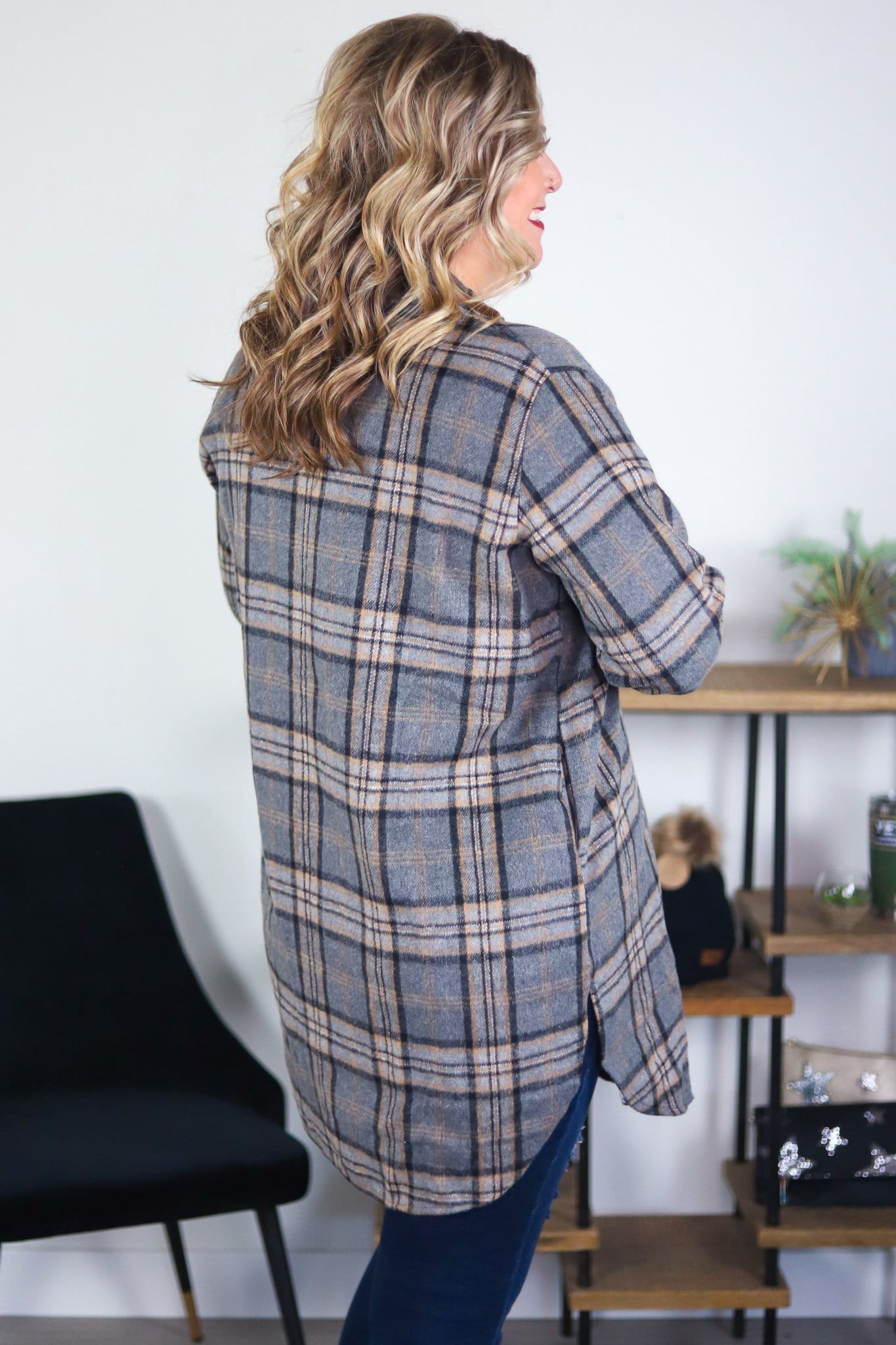 Gray Check Flannel Shacket