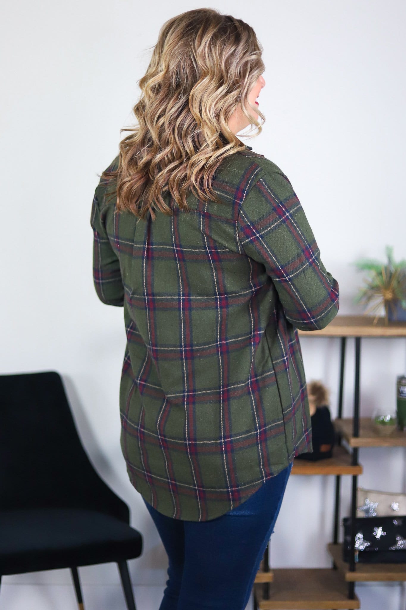 green plaid shacket 
