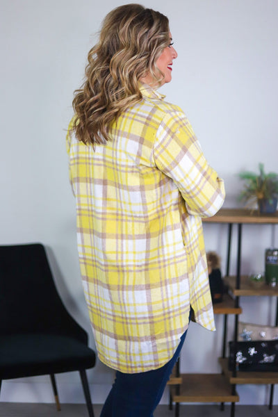 Yellow Check Flannel Shacket