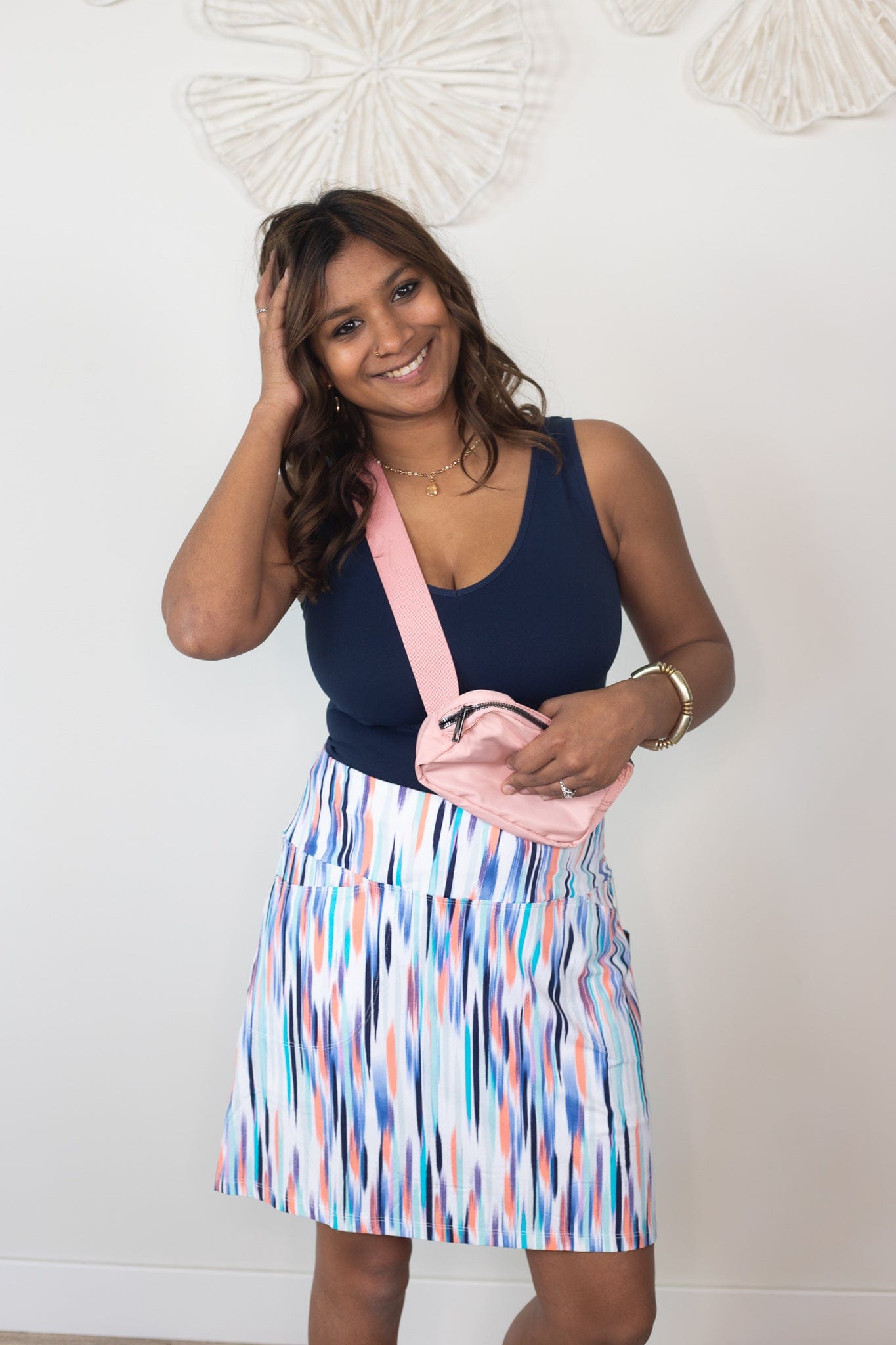 Multi Color Brushstrokes Skort