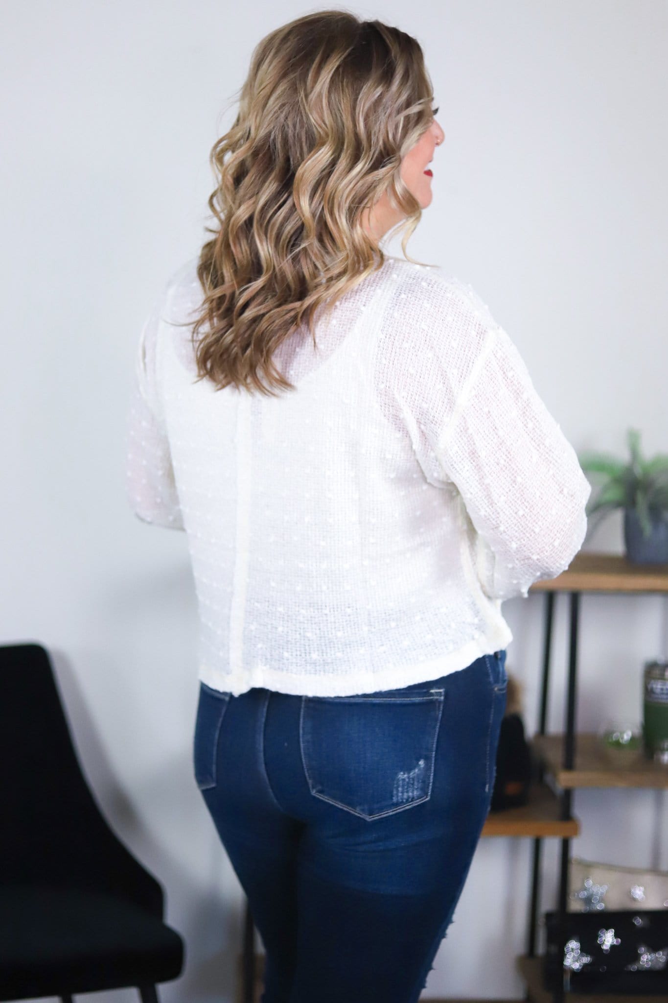 sheer sweater white dotted top