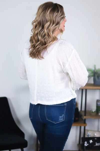 sheer sweater white dotted top