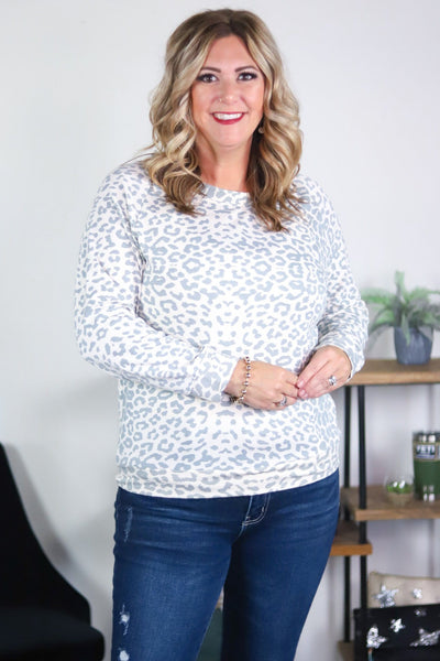 Leopard Brushed Off Shoulder Sweater