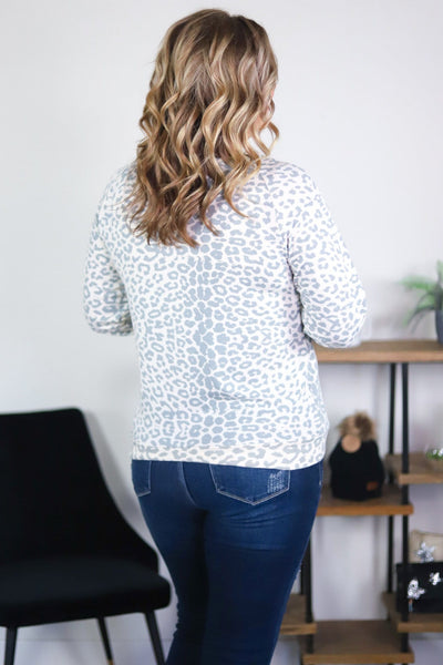Leopard Brushed Off Shoulder Sweater