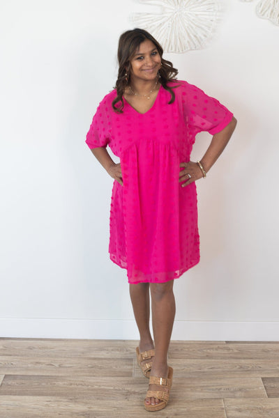 Pink Swiss Dot Mini Dress