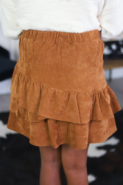 back of camel corduroy skirt 