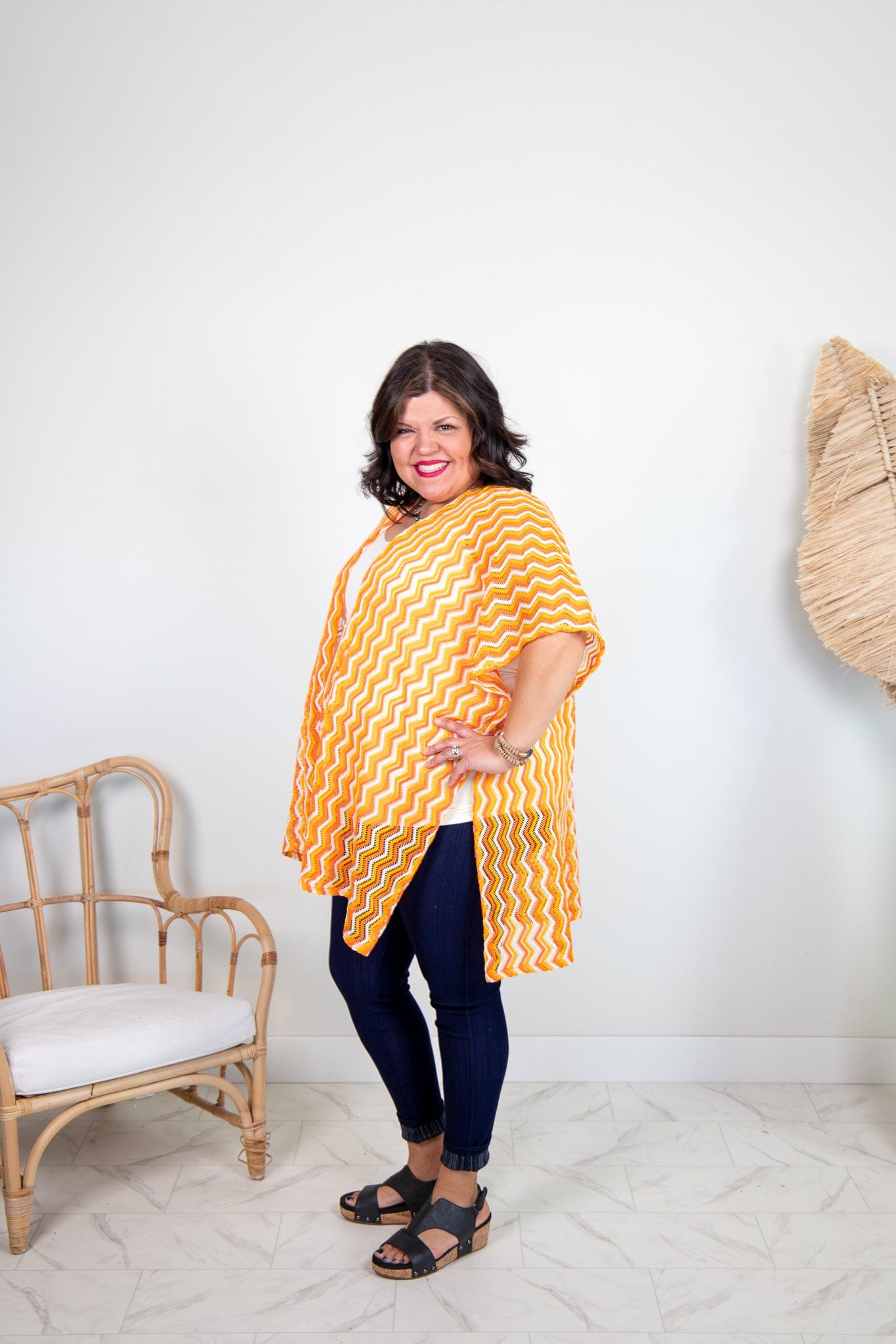 Orange Zig Zag Kimono