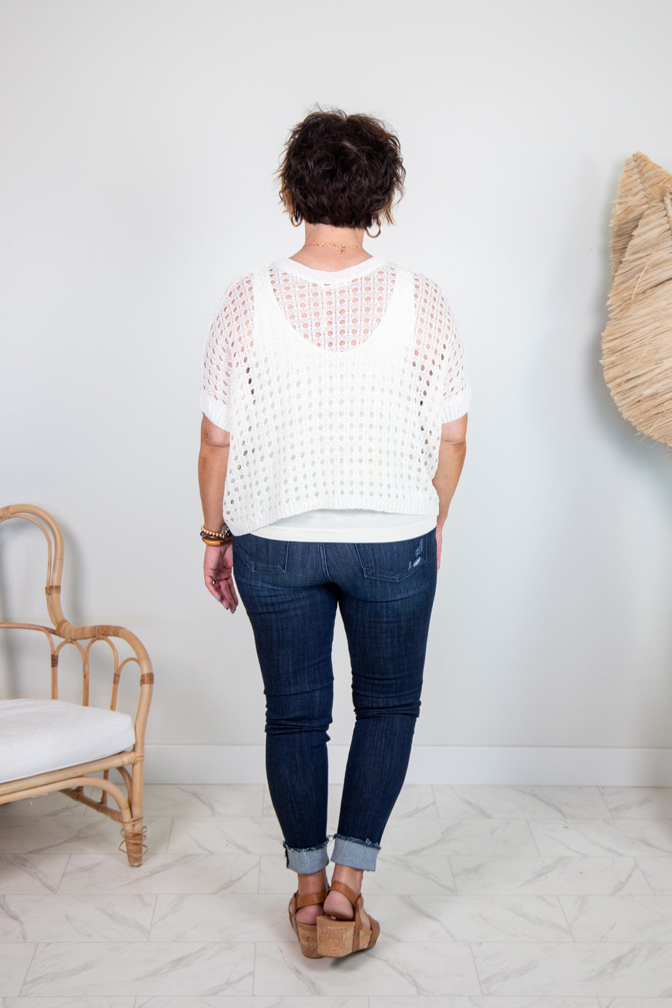 White Crochet Crop Poncho