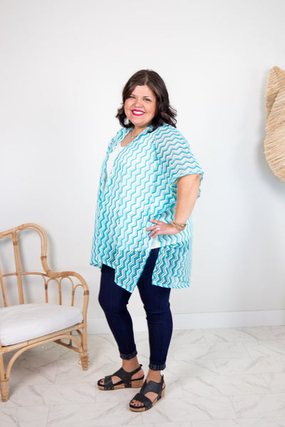 Blue Zig Zag Kimono