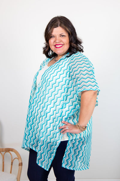 Blue Zig Zag Kimono
