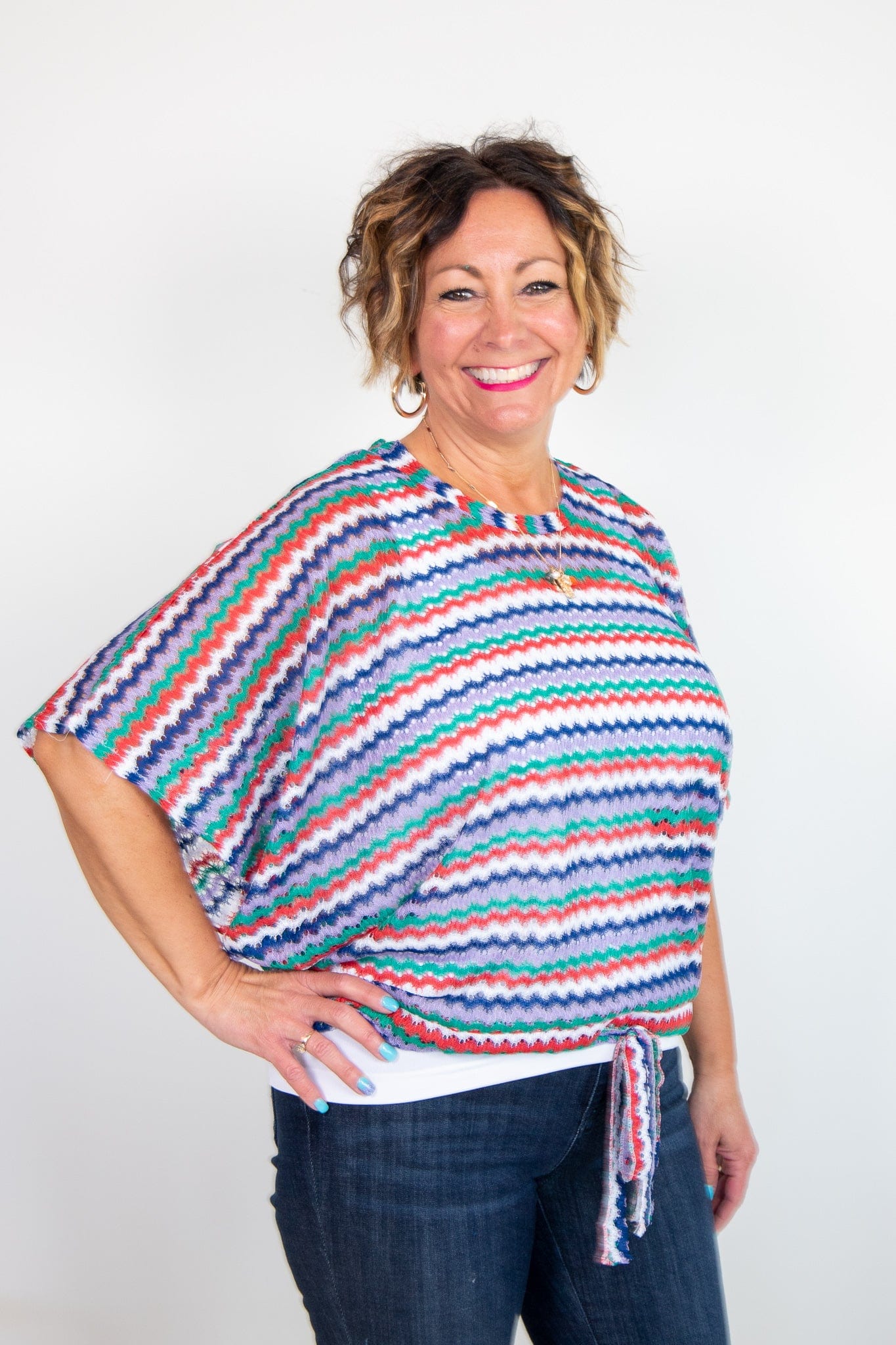 Red Zig Zag Tie Top