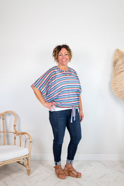 Red Zig Zag Tie Top