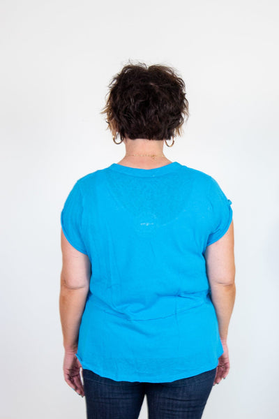 Aqua VNeck Raw Edge Top