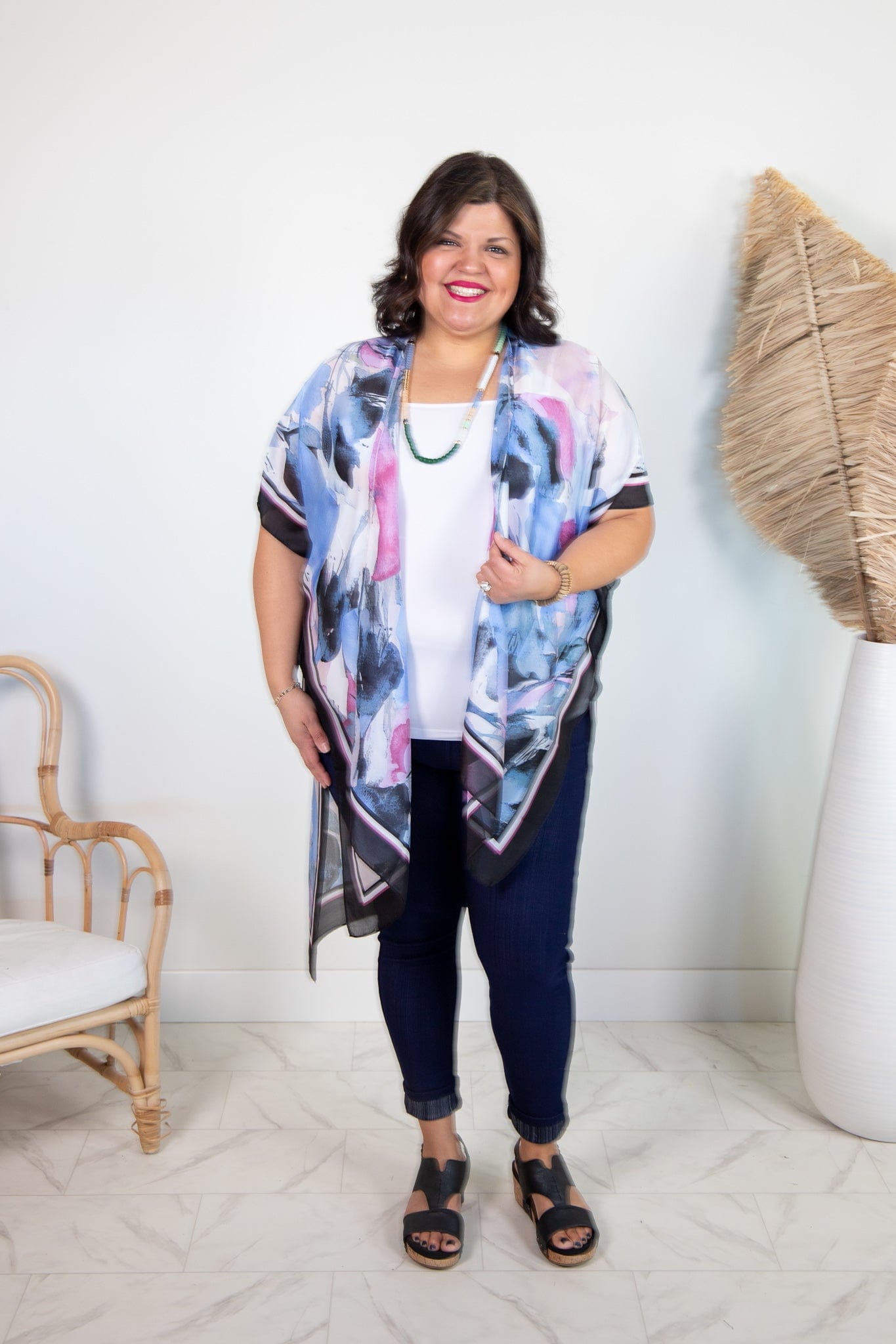 Black Watercolor Kimono