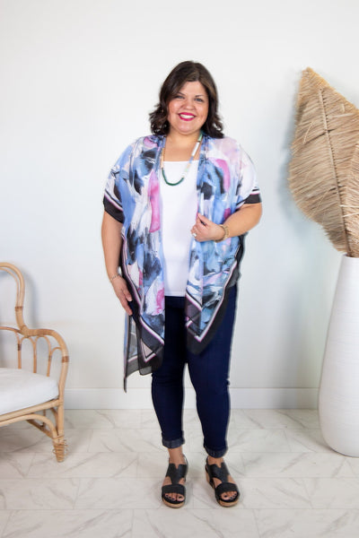 Black Watercolor Kimono
