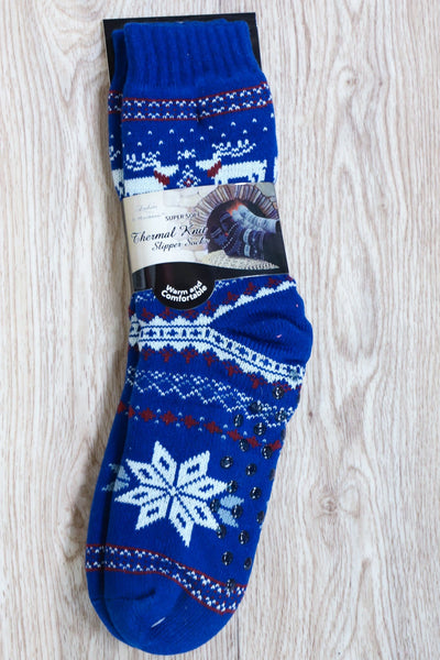 blue winter pattern sock