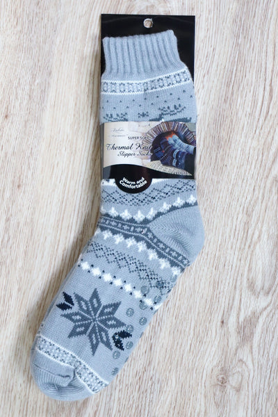 light blue pattern winter sock