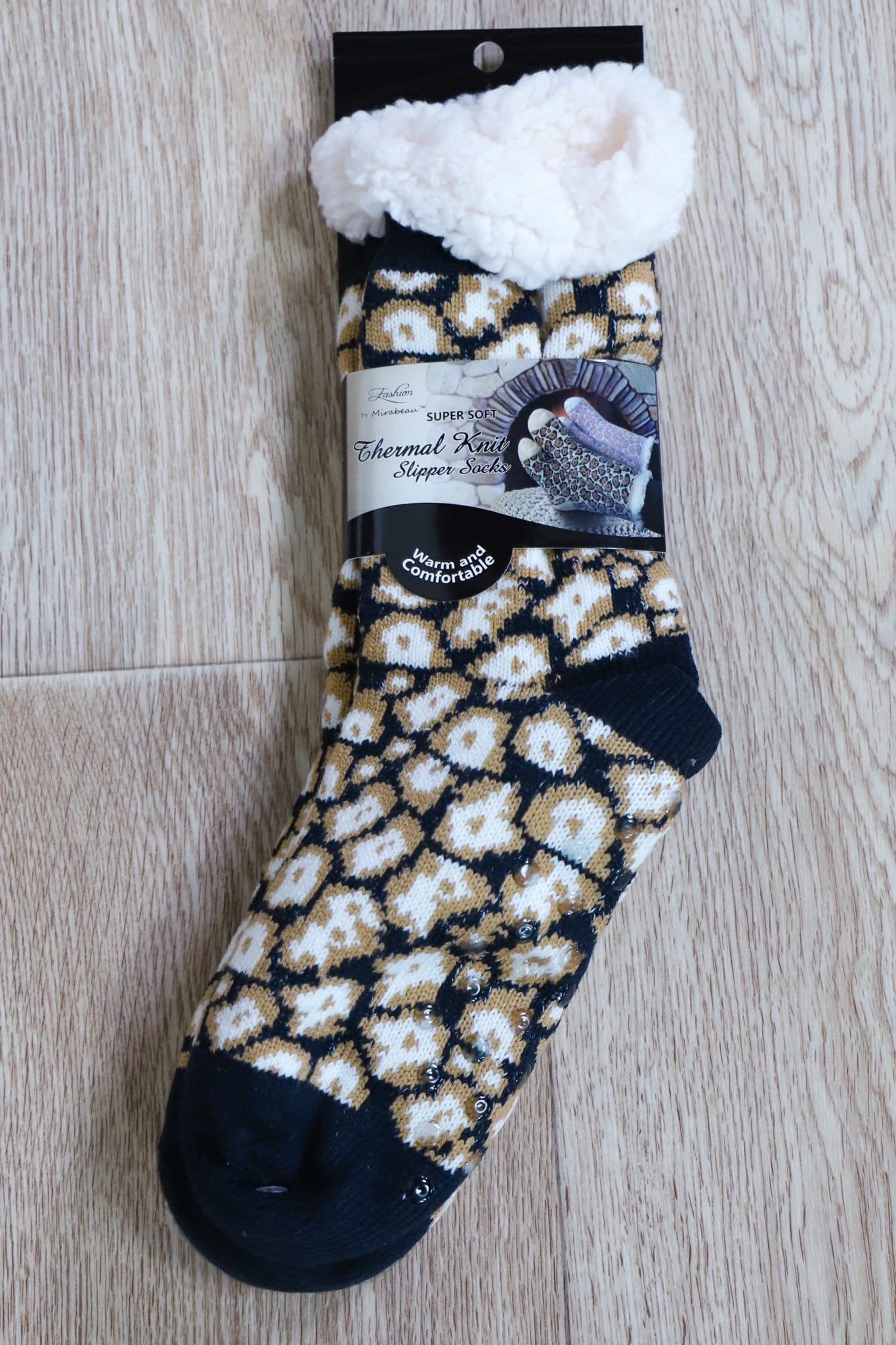 white natural leopard sock thermal