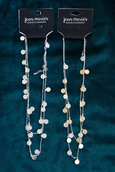 Matte Disc Hang Double Layer Necklace