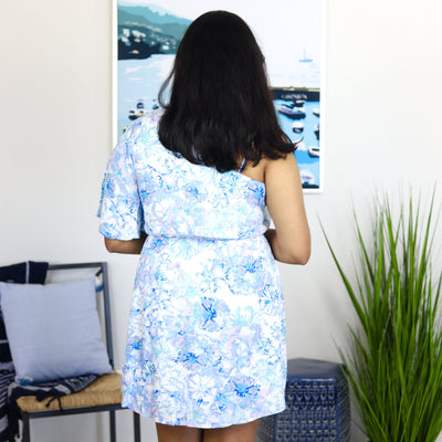 Watercolor Floral One Shoulder Dress