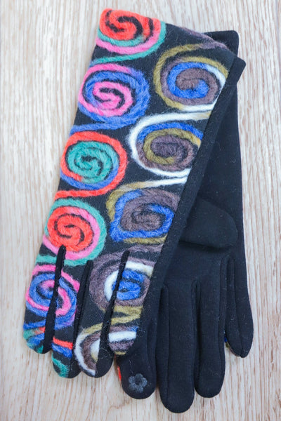 multicolored yarn swirl glove
